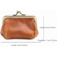 thumbnail image 2 of Genuine Leather Mini Vintage Coin Purse Kiss Lock change purse Cute Coin Purse Coin Organizer (Coffee), 2 of 6