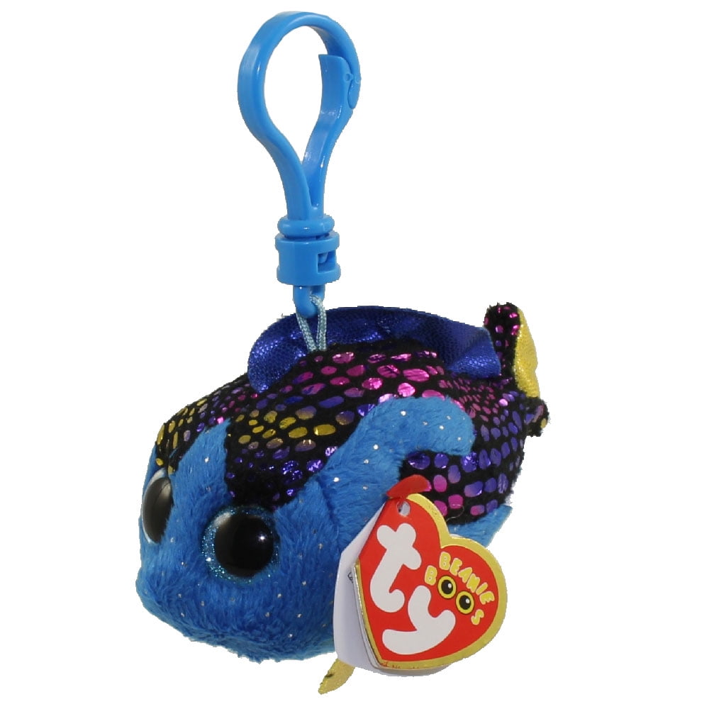 3.2" TY Beanie Boos Girl Gift New Blue Fish With Tag AQUA Key Clip Plush Toy 