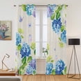 thumbnail image 2 of Blue Hydrangea Kitchen Curtains Window Panels, Linen Texture Butterfly Spring Floral Insulated Window Treatment Curtain, Grommet Curtains for Bedroom/Living Room/Bathroom, 2 Piece 42"Wx84"L, 2 of 8