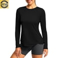 thumbnail image 4 of cfhntfmh Chandails à Manches Longues pour Femmes Hauts d'Entraînement d'Été UPF 50+ Chandails de Protection Solaire pour la Randonnée Col Rond Chandails de Course, 4 of 5