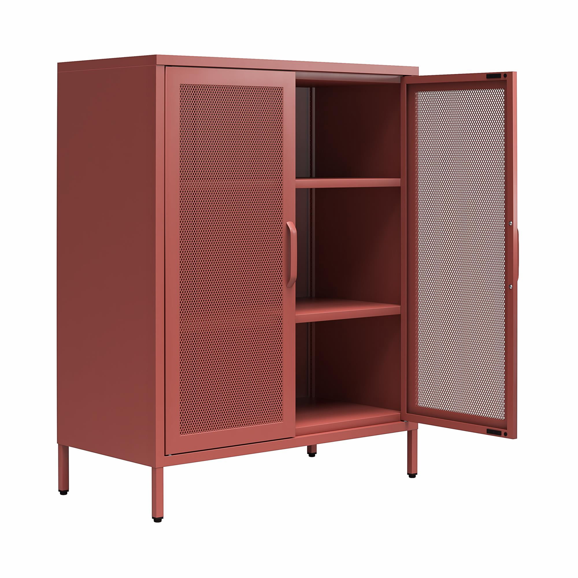 Novogratz Channing 2 Door Accent Cabinet-Mesh Metal Locker, Terracotta