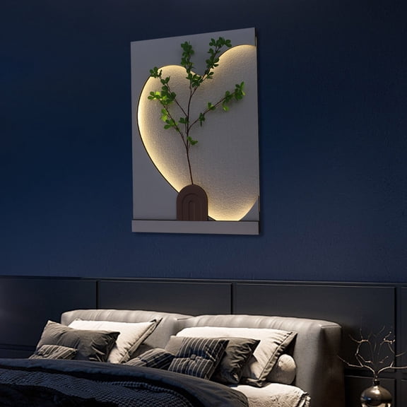 3D Sandstone Wall Art Painting Wall Art Decor with LED Light for Bedroom Home