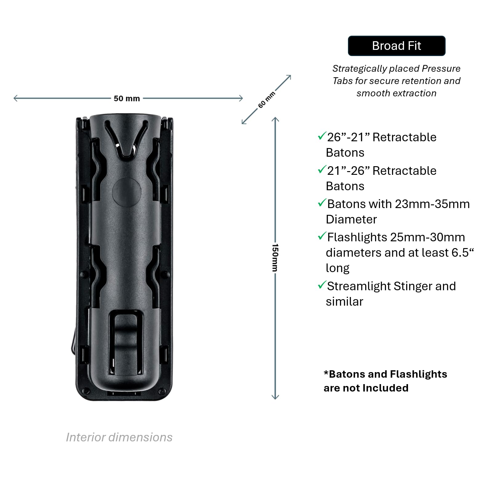 Hero’s Pride Edge Baton or Flashlight Pouch – Rotating Universal Fit, MOLLE & Belt Compatible