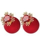 thumbnail image 1 of 1 par de pendientes con forma de flor de nieve y bolas rojas de diamante para mujer, ideales como regalo de boda o compromiso (rojos)., 1 of 5