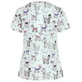 thumbnail image 3 of Frostluinai Savings Clearance plus size tops for women Women Scrubs Top Women's Working Uniform Nursing Uniform With Two Pockets Short Sleeve V-neck Cartoon Printed Blouse, 3 of 3