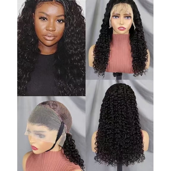 Full Frontal Lace Glueless 22inch Wig WATER WAVE 200% High-Density Pre-Plucked Human Hair Wigs Long Hair