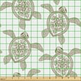thumbnail image 2 of Ambesonne Turtle Fabric by the Yard Upholstery, Animal Along Floral Drawings, 5 Yards, Dark Rosewood and White, 2 of 5