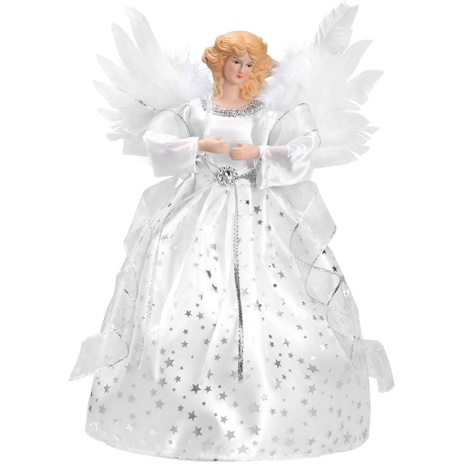 Ayieyill 12-Inch Lighted Angel Christmas Tree Topper, Silver photo 7