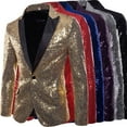thumbnail image 5 of Kilaqueen Mens Single Breasted One Button Sequin Lapel Dress Suit Jacket Fashion Party Festival Tuxedo Club Porm Blazers, 5 of 5