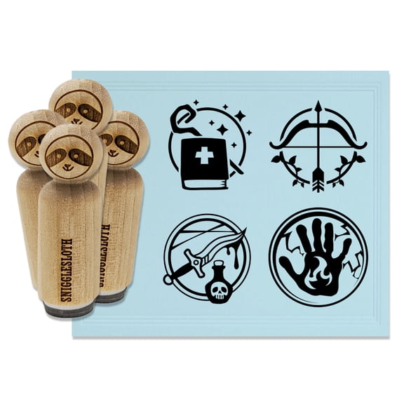 RPG Gaming Rogue Ranger Cleric Wizard Rubber Stamp Set for Scrapbooking Crafting Stamping - Mini 1/2 Inch