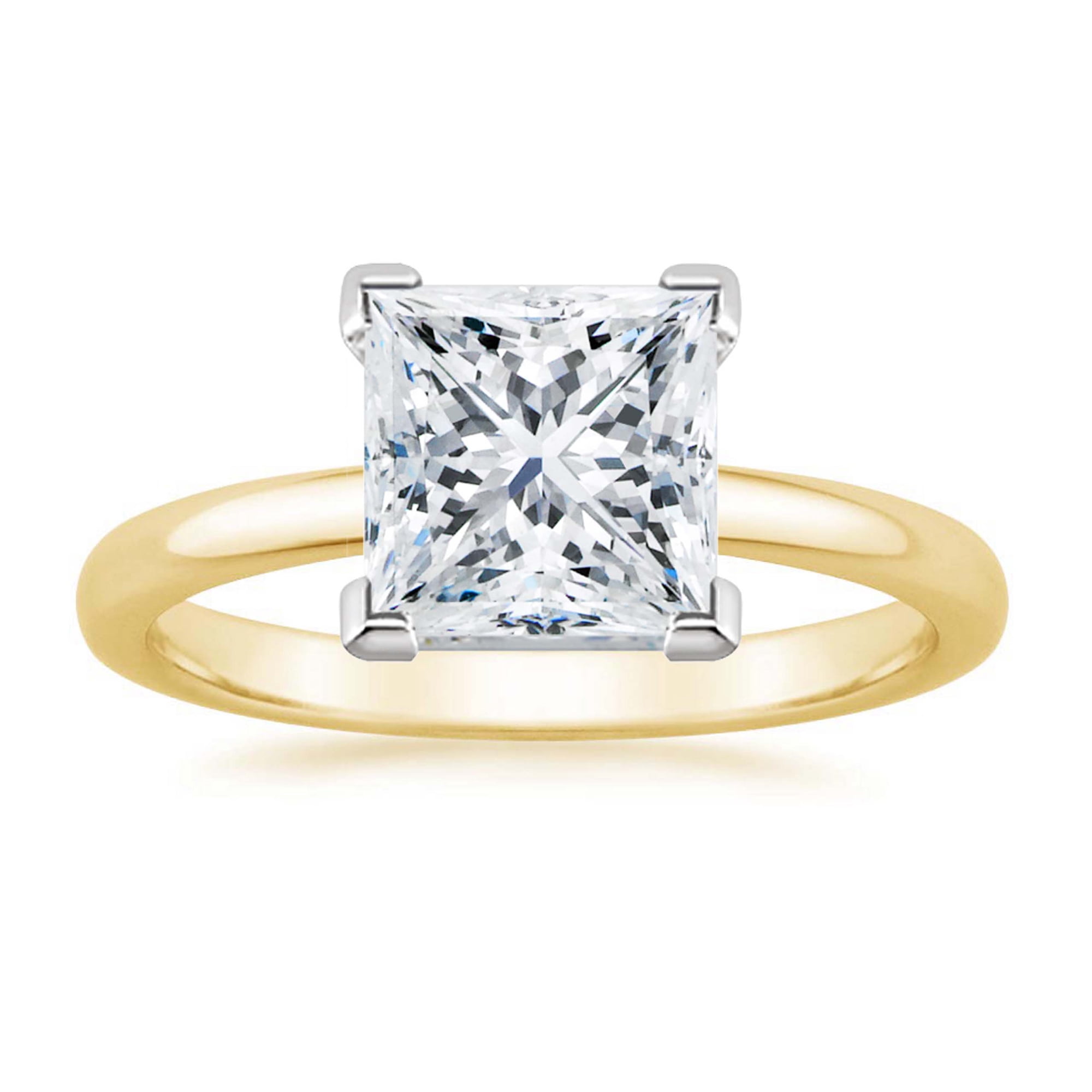 Paris Jewelry 18K Yellow Gold 3Ct Created White Sapphire Princess Engagement Wedding Ring Plated Sizes 5-10