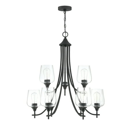 

Sportaza 9-Light Matte Black Classic Chandelier With Glass Shades