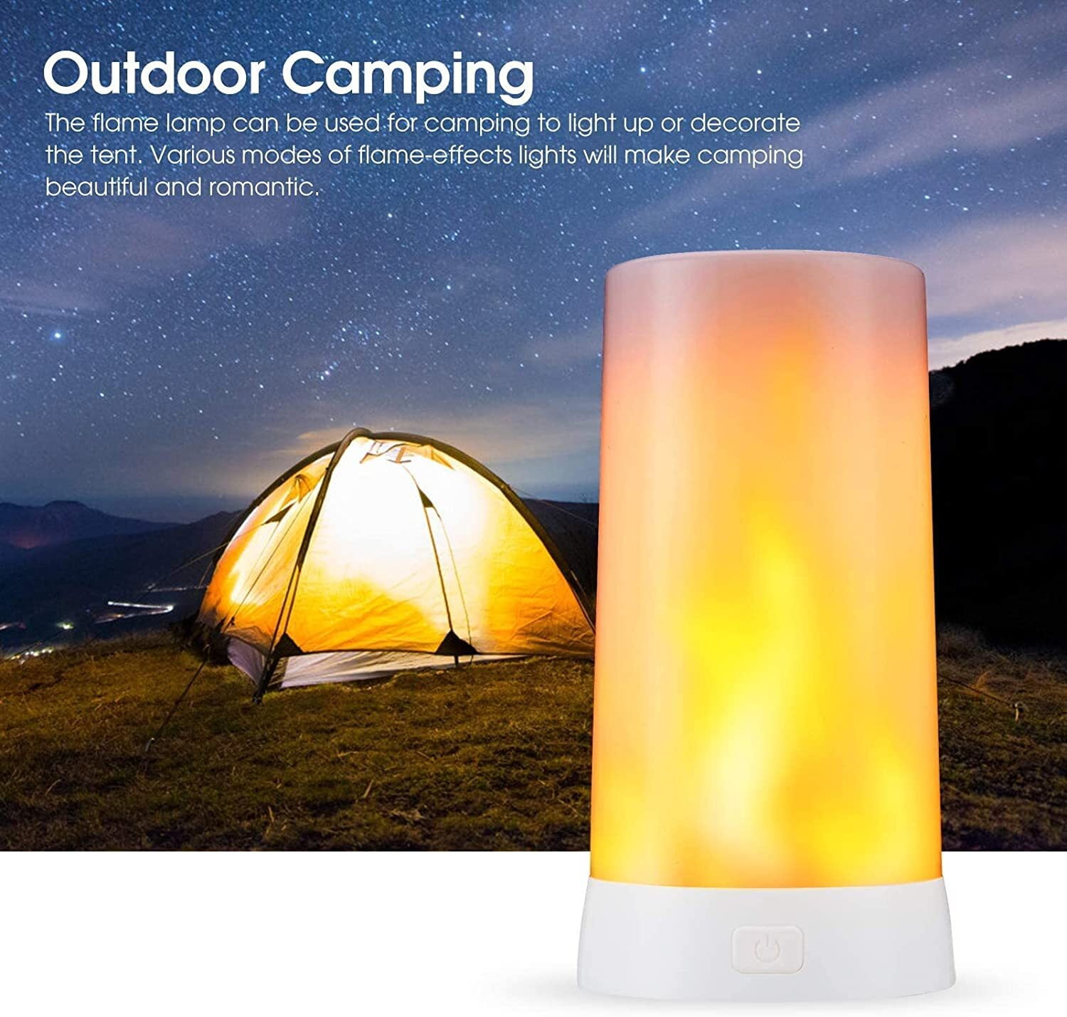 2Pcs LED Flame Lights, Battery Operated Flameless Flickering Fake Fire Candle Lamps with Remote Control Waterproof Outdoor Flame Lights for Fireplace Party Garden Bar