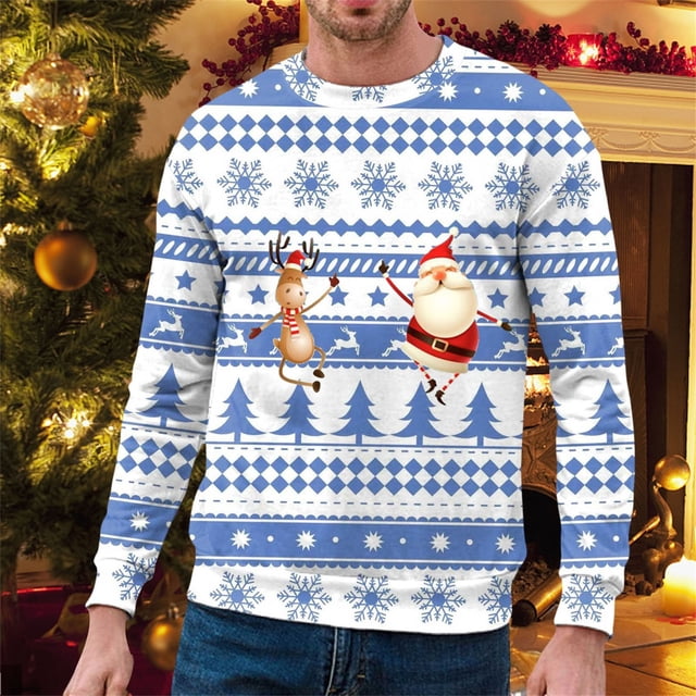 toraway Chandails en Molleton à Capuche pour Hommes avec Fermeture Éclair Hiver Automne et Hiver Tendance Décontractée Imprimé de Noël Chandail Col Rond TTG
