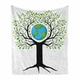 thumbnail image 1 of Tree of Life Soft Flannel Fleece Blanket, Eco Friendly Earth Tree Saving the Planet Life Climate Symbolic Home Art, Cozy Plush for Indoor and Outdoor Use, 60" x 80", Green Black Blue, by Ambesonne, 1 of 5
