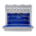 thumbnail image 3 of FORTE 36" Freestanding Modern Stainless Steel Metal Gas Range in Silver, 3 of 12