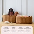 thumbnail image 2 of Premium Scalloped Wicker Basket Set of 2 - Hand-Woven Rattan Storage for Nursery, Bathroom & Home Decor - Elegant Mocca, 2 of 8
