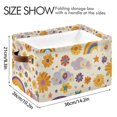 thumbnail image 4 of Yayeee Canvas Storage Basket with Handles for Shelves Fabric Bins Closet Organizer, Beige Retro Rainbow, 4 of 8
