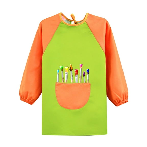 ZACPNCV Kids Art Smock Waterproof Painting Apron Long Sleeves Artist Smocks Green 1-4 Years