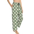 thumbnail image 2 of Uemuo Daisy Plaid Green Pattern Women's Wide Leg Palazzo Lounge Pants with Pockets Light Weight Loose Comfy Casual Pajama Pants-Small, 2 of 9