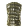 thumbnail image 2 of TSSOE Kids Girls Boys Glittery Sequined Vest Jacket Hip-Hop Street Dance Wear Stage Performance Black&Gold 170, 2 of 7