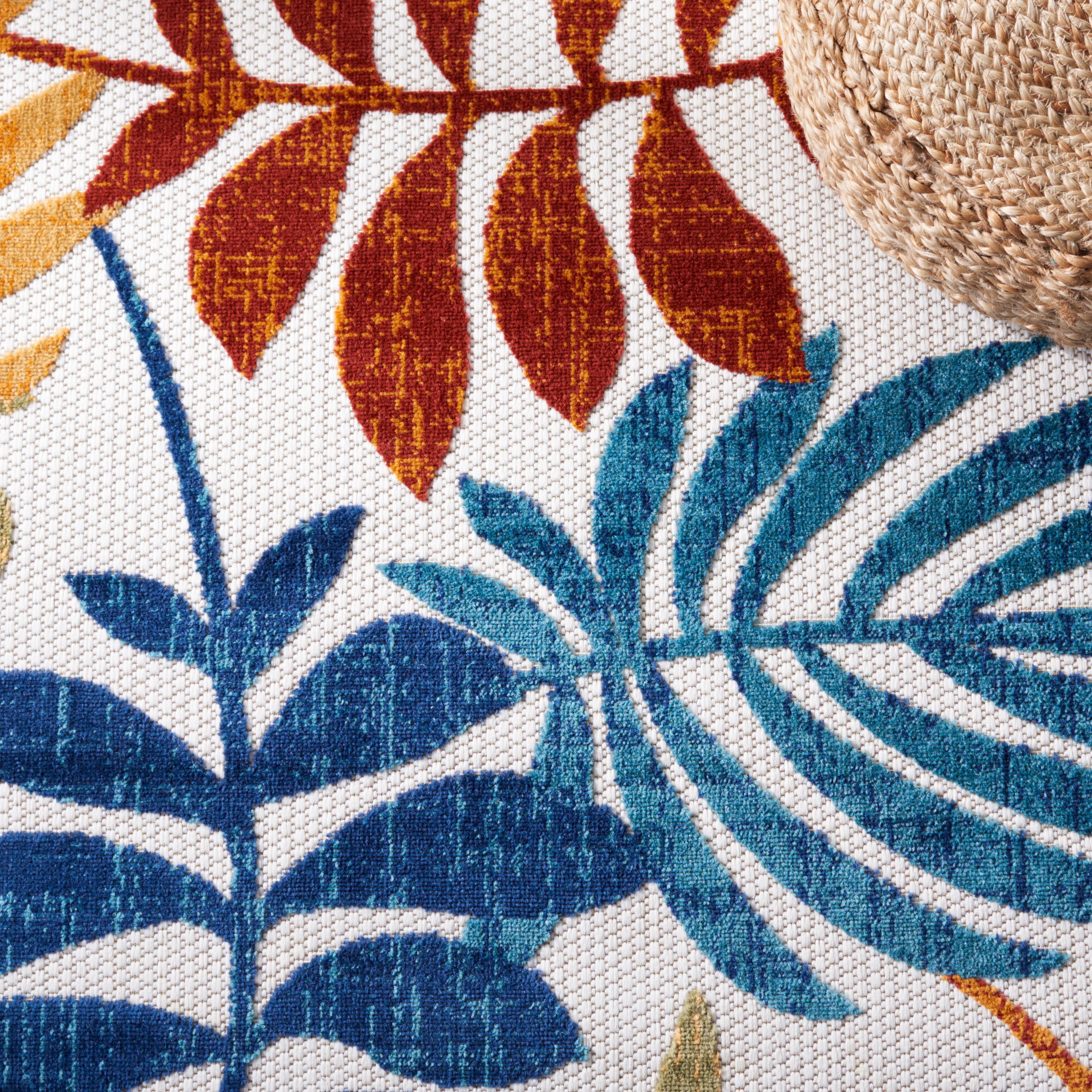 SAFAVIEH Cabana Elouise Botanical Indoor/Outdoor Runner Rug, Creme/Red, 2' x 8'