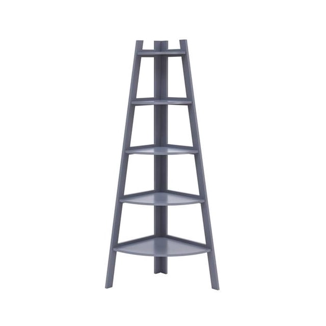 Danya B BQ0279GR Decorative 5-Tier A-Frame Corner Ladder Display Bookcase - Grey