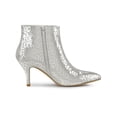 thumbnail image 3 of BLISSFUL STEP Women's Glitter Pointed Toe Stiletto Heels Ankle Boot Silver 7, 3 of 7