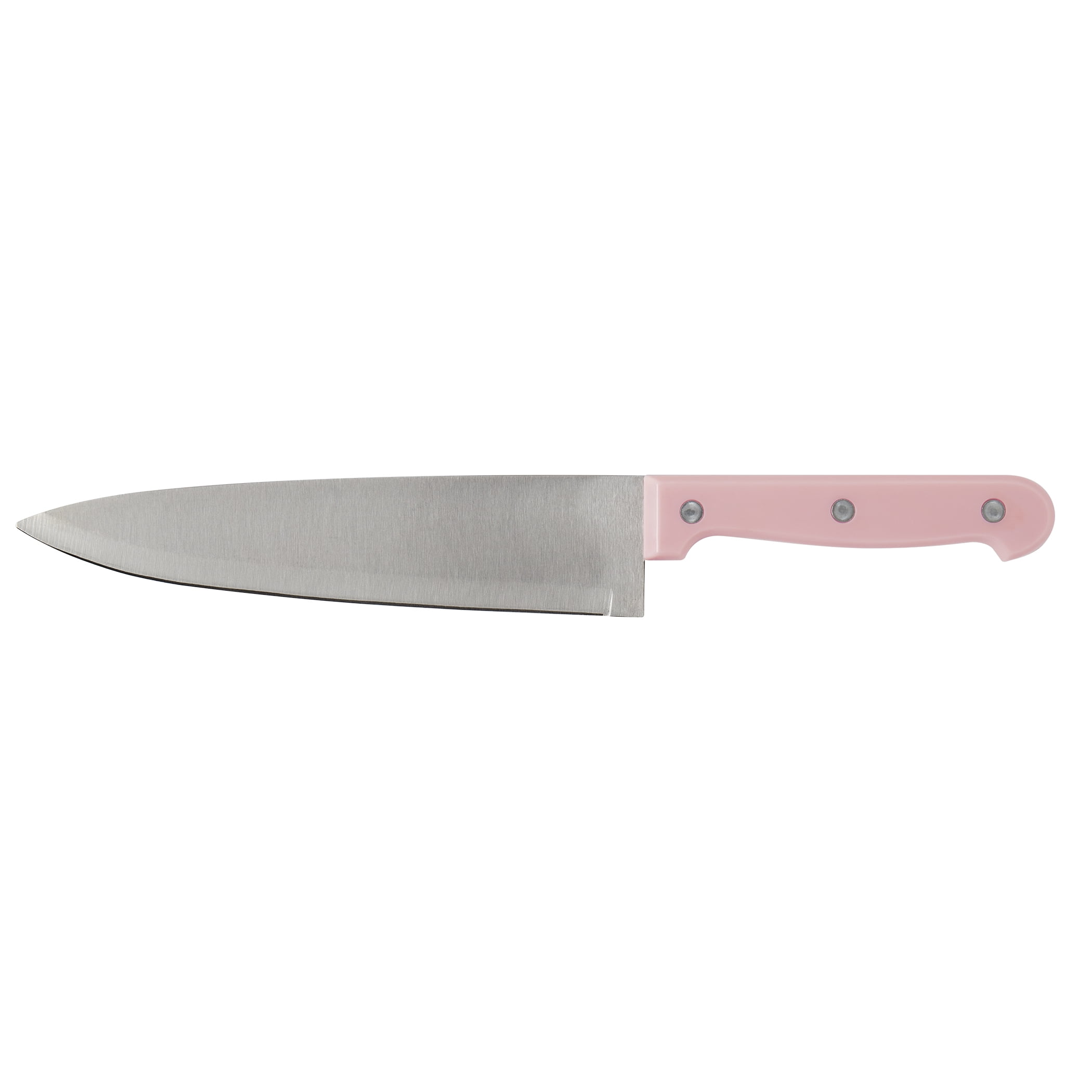 Basic Essentials 12 Piece Stainless Steel Kitchen Knife Set with Wood Block, Pink