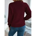thumbnail image 5 of Sweaters for Women Fall Fashion 2025 Trendy Long Sleeve Pullover Lantern Knit Sweater Tops Wine Red S, 5 of 8