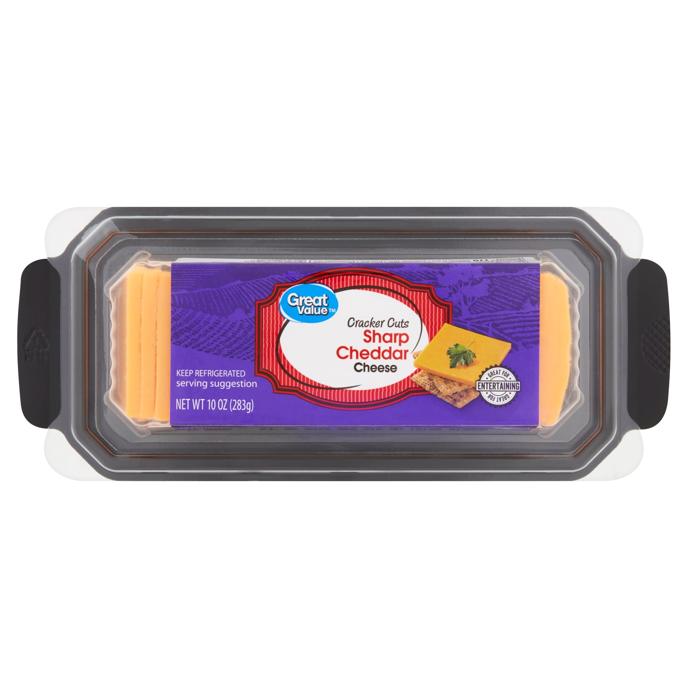 Great Value Cracker Cuts Sliced Sharp Cheddar Cheese, 10 Oz, 30 Ct