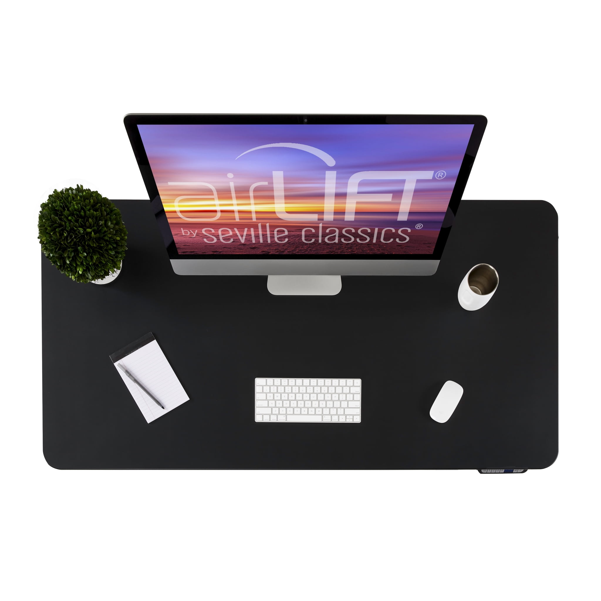 Seville Classics AIRLIFT S3 Electric Height-Adjustable Standing Desk with Ergo Table Top with Beveled Bottom Edges, 54" x 30"