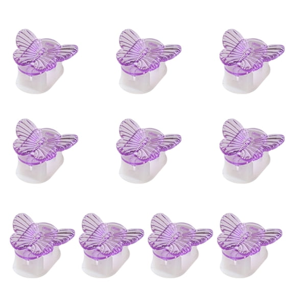 10Pcs Butterfly Plant Support Wall Clip, Garden Vine Climbing Holder for Indoor Outdoor Plants, Durable Plastic Wall Mounted Leaf and Cable Organizer for Home Decor and Gardening(Purple,1.3x1.3")