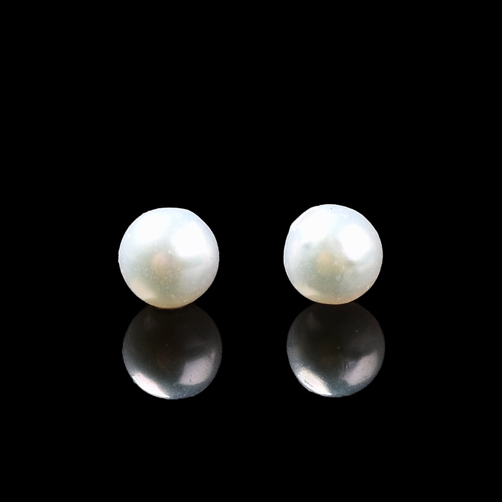 10 pc Natural Cultured Freshwater Pearl Beads Half Drilled Round White 2.5~3mm Hole: 0.8mmDIY