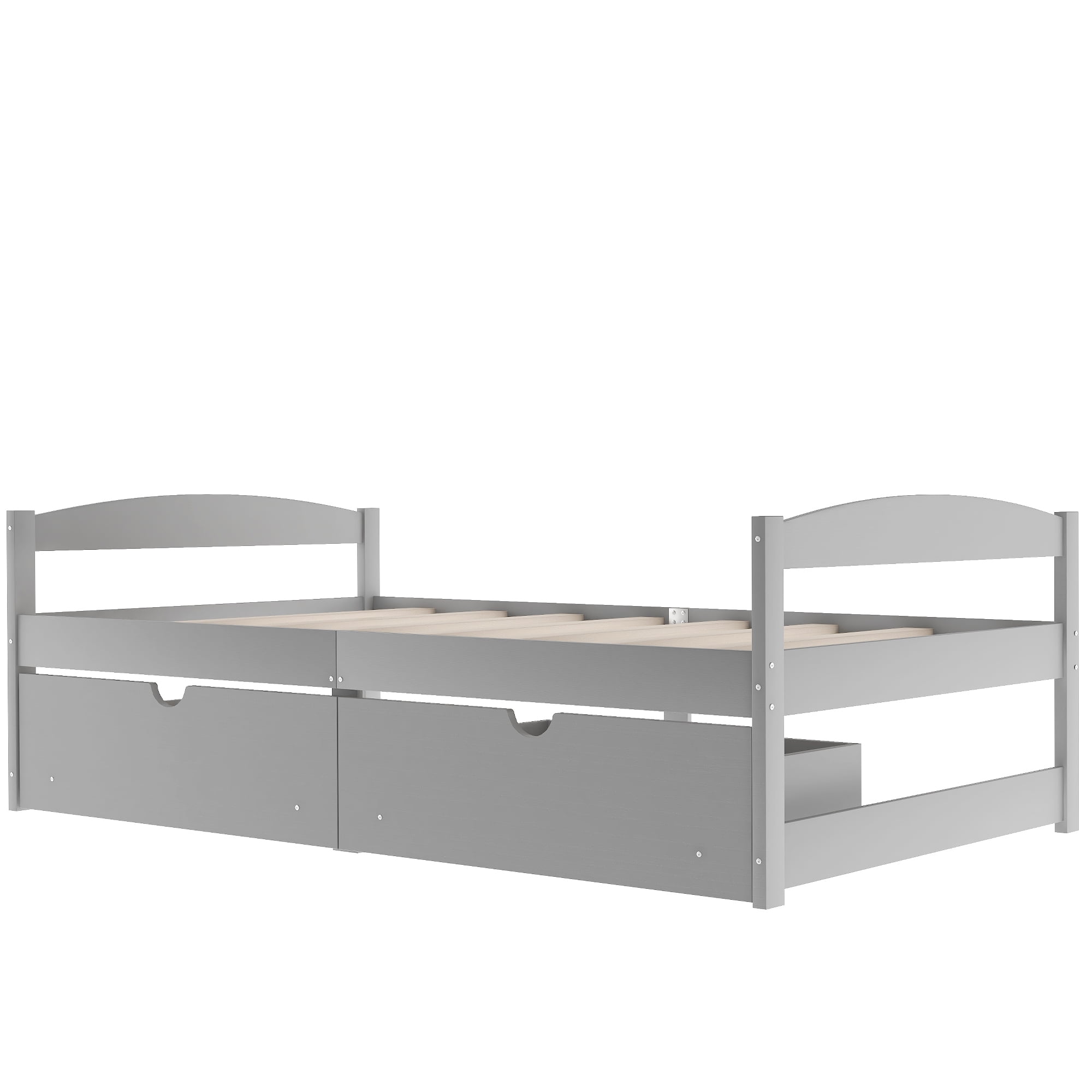 Euroco Twin Size Wooden Daybed with 2 Storage Drawers for Kids Bedroom, Gray