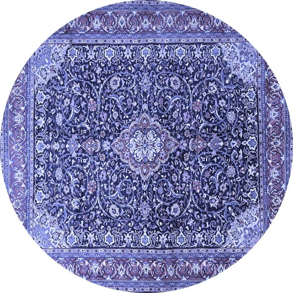 Ahgly Company Indoor Round Medallion Blue Traditional Area Rugs, 4' Round