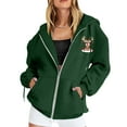 thumbnail image 6 of Ladies Christmas Printed Zipper Long Sleeve Hoodie with Drawstring and Pocket for Casual Wear, 6 of 8