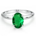 thumbnail image 3 of Gem Stone King 14K White Gold Green Nano Emerald Solitaire Engagement Ring for Women | 0.75 Cttw | Oval 8X6MM | Gemstone May Birthstone | Size 8, 3 of 6