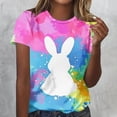 thumbnail image 2 of Tops de Cuello Redondo para las Mujeres de Moda Suelto Casual Ligeramente Impreso Manga Corta Camiseta Superior, 2 of 5