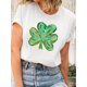 thumbnail image 1 of St. Patrick's Day Clover Print T-shirt, Casual Short Sleeve Crew Neck Top For Spring & Summer, Women's Clothing Tee For Adult, Men, Women, Teen, Teenager, Adolescent, Youth., 1 of 6