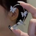 thumbnail image 3 of Dww-2 Piece Hoop Earrings Butterfly Cuff Earrings Butterfly Hoop Earrings Vintage Ear Clip Earrings Butterfly Ear Clips Earrings Non Pierced Ear Clips, 3 of 5