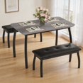 thumbnail image 1 of OUTWIND Small Dining Table Set for 4, Dining Table with Bench Leather Upholstered, Industrial Metal Frame Dining Set for 4, for Kitchen Apartment Restaurant, Grey, 1 of 9