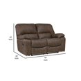 thumbnail image 5 of Benjara Fid 67 Inch Manual Recliner Loveseat, Cushioned Seats, Brown Faux Leather-Color:BrownMaterial, 5 of 5