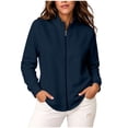 thumbnail image 2 of Mifsaly Zip Up Jackets for Women Collared Lightweight Jacket Vantage Trendy Solid Color Workout Work Office Fall Loungewear with Pockets, 2 of 5