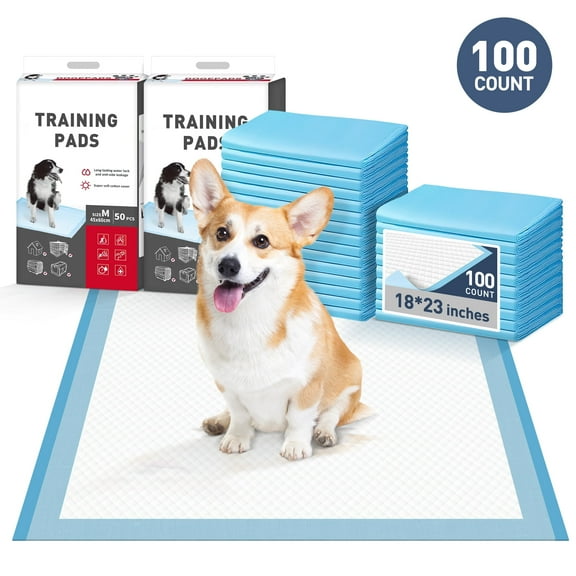 Dog Pee Pads 23"x18" , 100 Count Disposable Pads for Puppy, Baby and Adults, Quick Drying Pee Pads for Dogs, Pet Training Pads Super Absorbent Leak-Proof Cat Pee Pads
