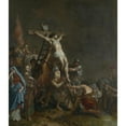 thumbnail image 2 of Adriaen Backer 12x14 Black Ornate Wood Framed Double Matted Museum Art Print Titled: Raising of the Cross (1683), 2 of 5