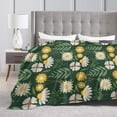 thumbnail image 4 of Green Blooming Daisy Pattern Throw Blanket,Super Soft Anti-Pilling Flannel Bed Blankets, 40"x30", 4 of 8