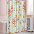 thumbnail image 5 of Shower Curtain Watercolor Spring Floral Shower Curtains for Bathroom Decor, Waterproof Polyester Shower Curtain Set with Hooks, Small Stall Size 36" x 72" Flowers Petals Green, 5 of 9