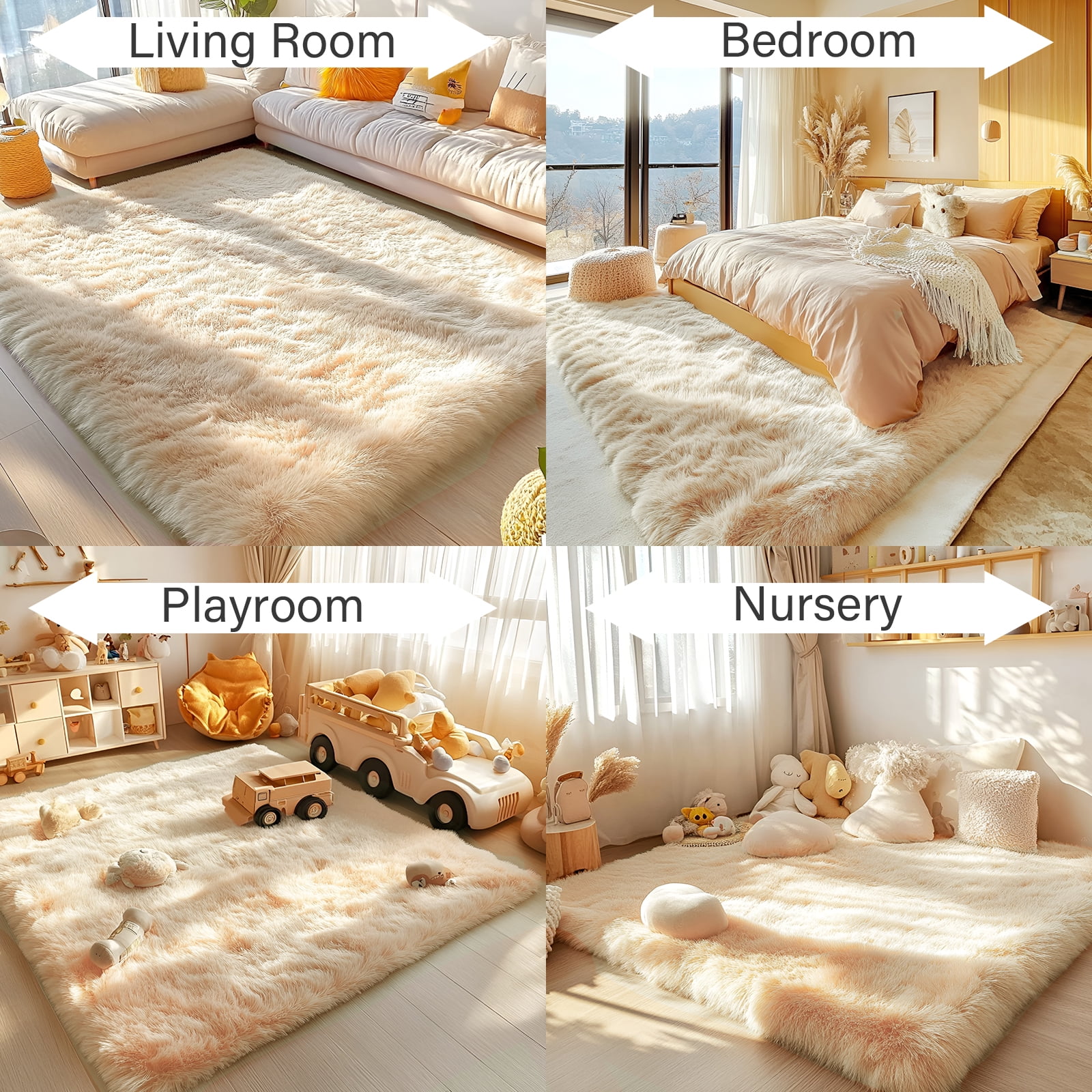 Pentantan Shag Area Rugs, 8ft x 10ft Soft Fluffy Indoor Carpet for Living Room Bedroom Decor, Camel
