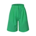 thumbnail image 3 of Women's Casual Pants Women Fashion Casual Multicolor Suit Shorts Zipper Pocket Solid Color Cropped Shorts,Green Women's Casual Pants M, 3 of 4